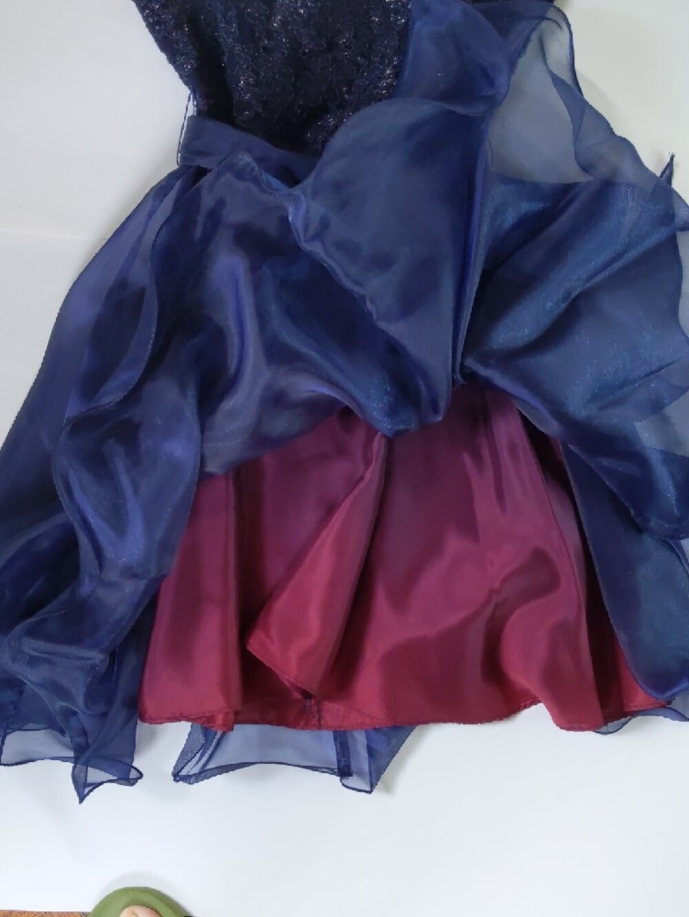 Navy Blue Lace & Chiffon Fit-and-Flare Dress - Picture 5 of 15